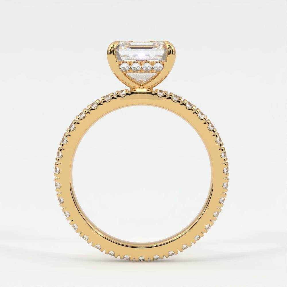 Rings Asscher Cut Diamond Pave Band, Hidden Halo