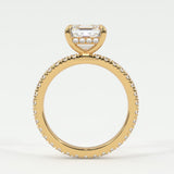 Rings Asscher Cut Diamond Pave Band, Hidden Halo