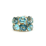Rings Blue, Teal Topaz and Diamond Cluster Ring
