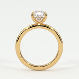 Rings Cushion Cut Pave Diamond Hidden Halo, Gold Band