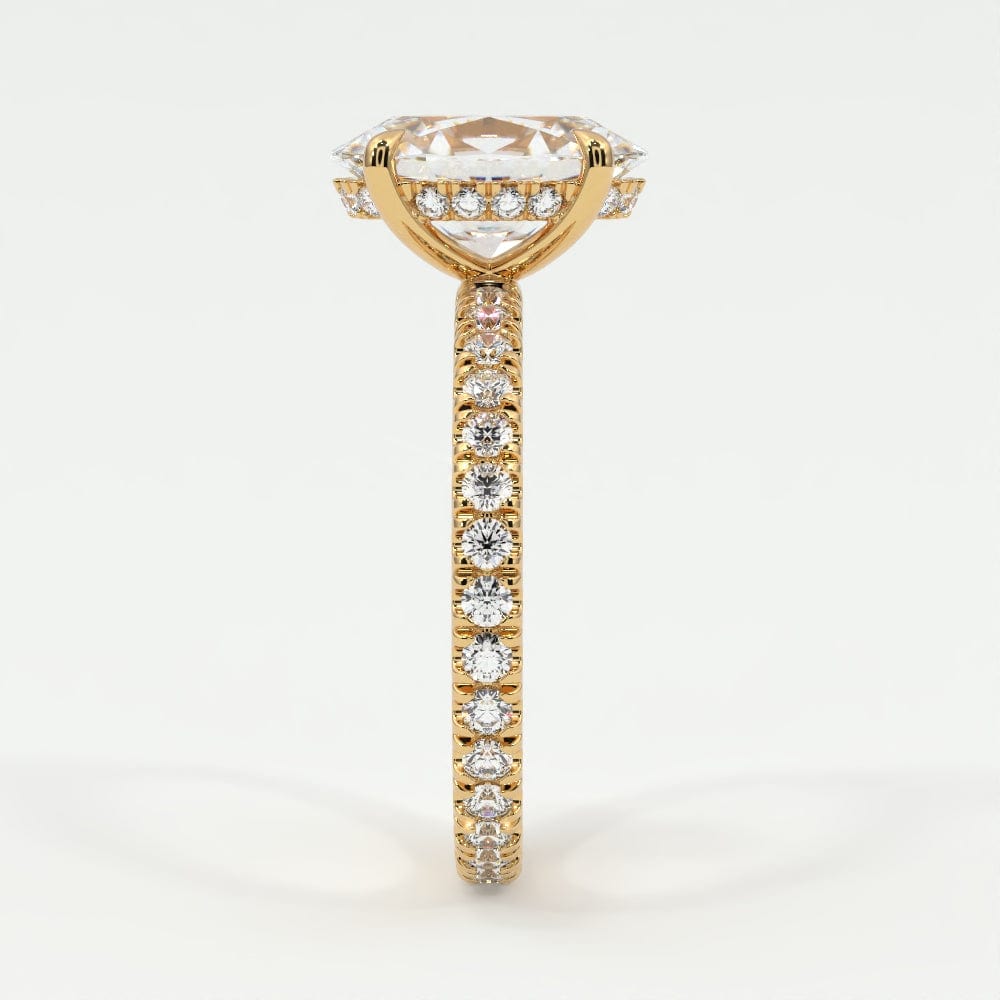 Rings Oval Cut Diamond Pave Band, Hidden Halo