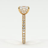 Rings Princess Cut Pave Diamond Single Row, Hidden Halo