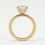 Rings Princess Cut Pave Diamond Single Row, Hidden Halo