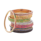 Rings Rainbow 14K Gold, multi-color sapphire and Diamond Eternity Stacking Rings