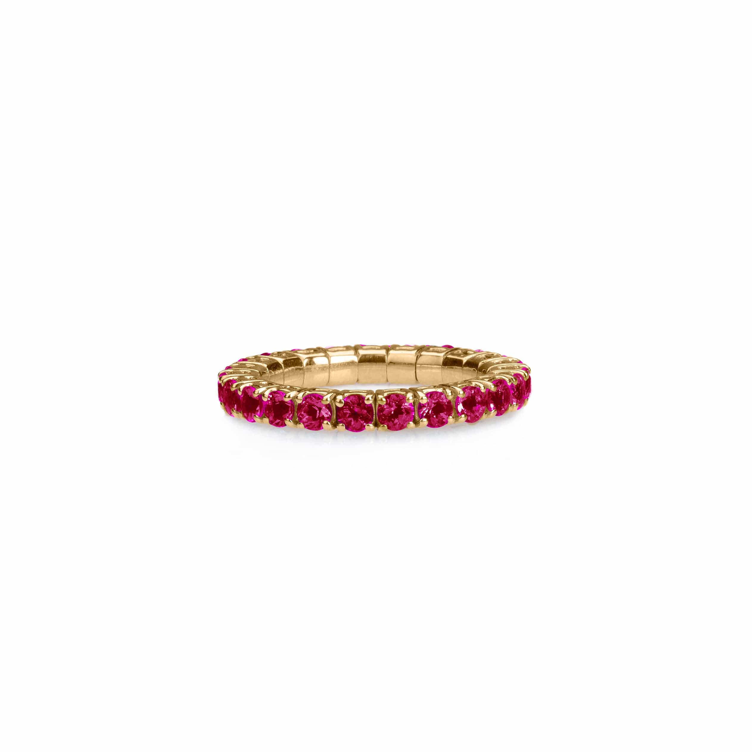 Rings XS: size 4-7 / Rose Gold / .6-.76 Carats Rubies TW Stretch & Stack Ruby Eternity Rings, .6-3.0 Carats
