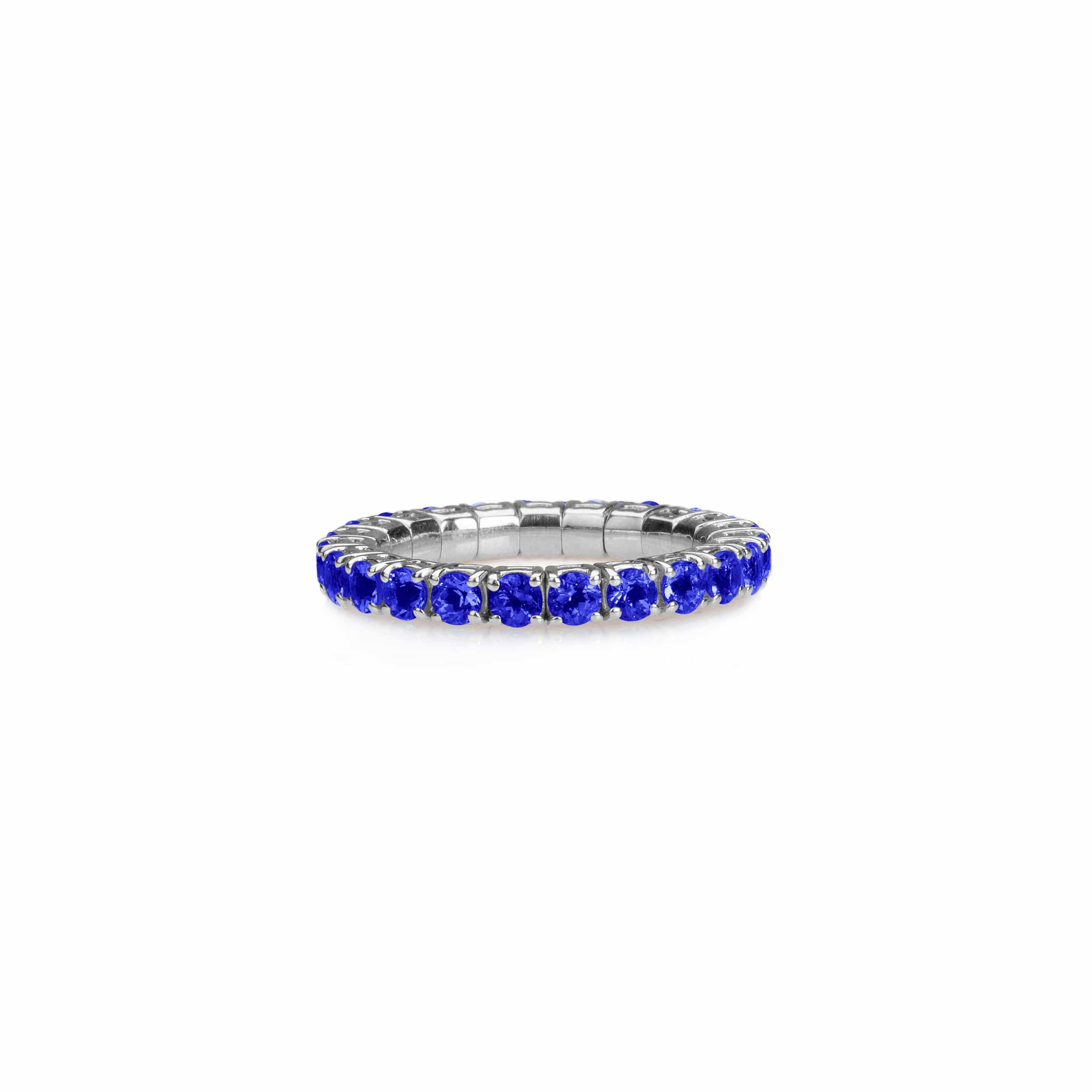 Rings XS: size 4-7 / White Gold / .6-.76 Carats Blue Sapphires TW Stretch & Stack Blue Sapphire Eternity Rings, .6-3.0 Carats
