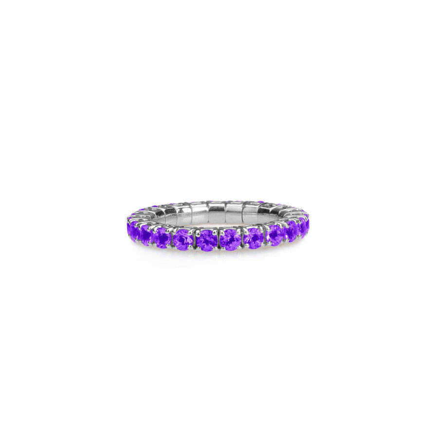 Rings XS:  size 4-7 / White Gold / .6-.76 Carats Blue Sapphires TW Stretch & Stack Purple Sapphire Eternity Rings, .6-3.0 Carats