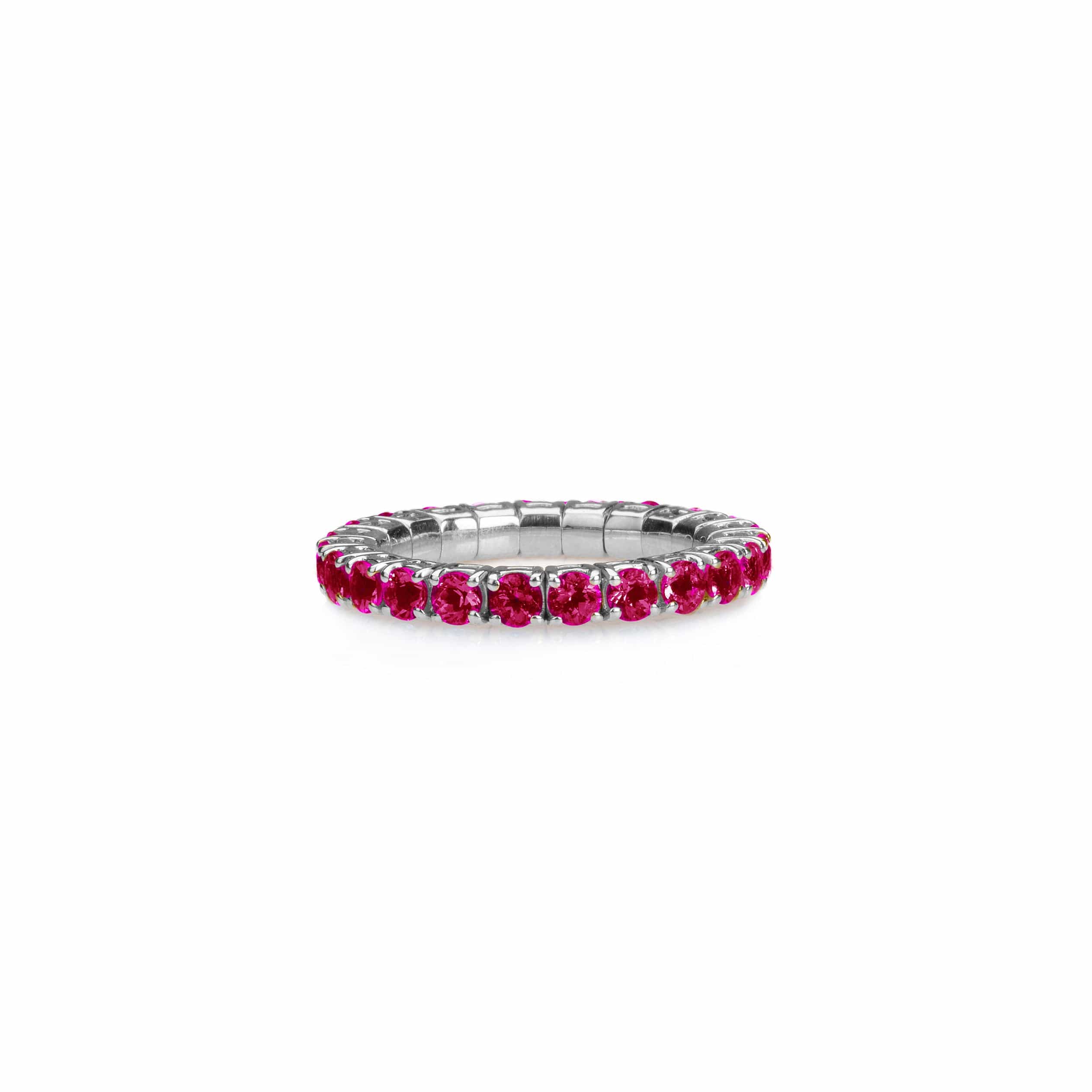 Rings XS: size 4-7 / White Gold / .6-.76 Carats Rubies TW Stretch & Stack Ruby Eternity Rings, .6-3.0 Carats