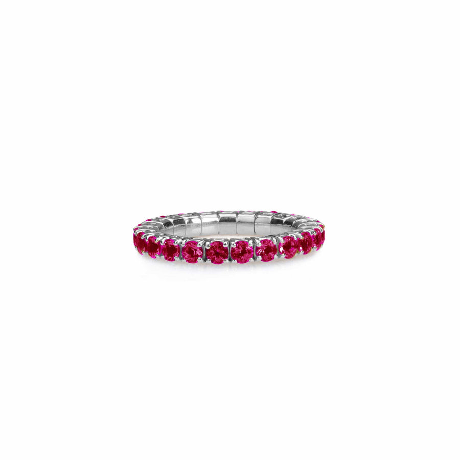 Rings XS:  size 4-7 / White Gold / .6-.76 Carats Rubies TW Stretch & Stack Ruby Eternity Rings, .6-3.0 Carats