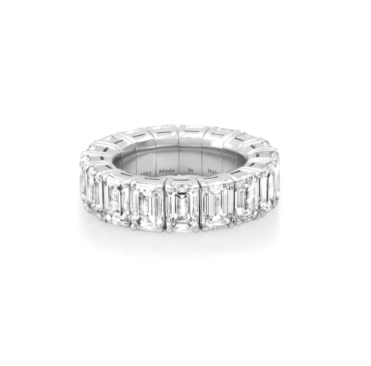 Rings XS: size 4-7 / Yellow Gold / 2.5-3.2 Carats Diamonds TW 18K Gold Stretch Emerald Cut Diamond Eternity Rings