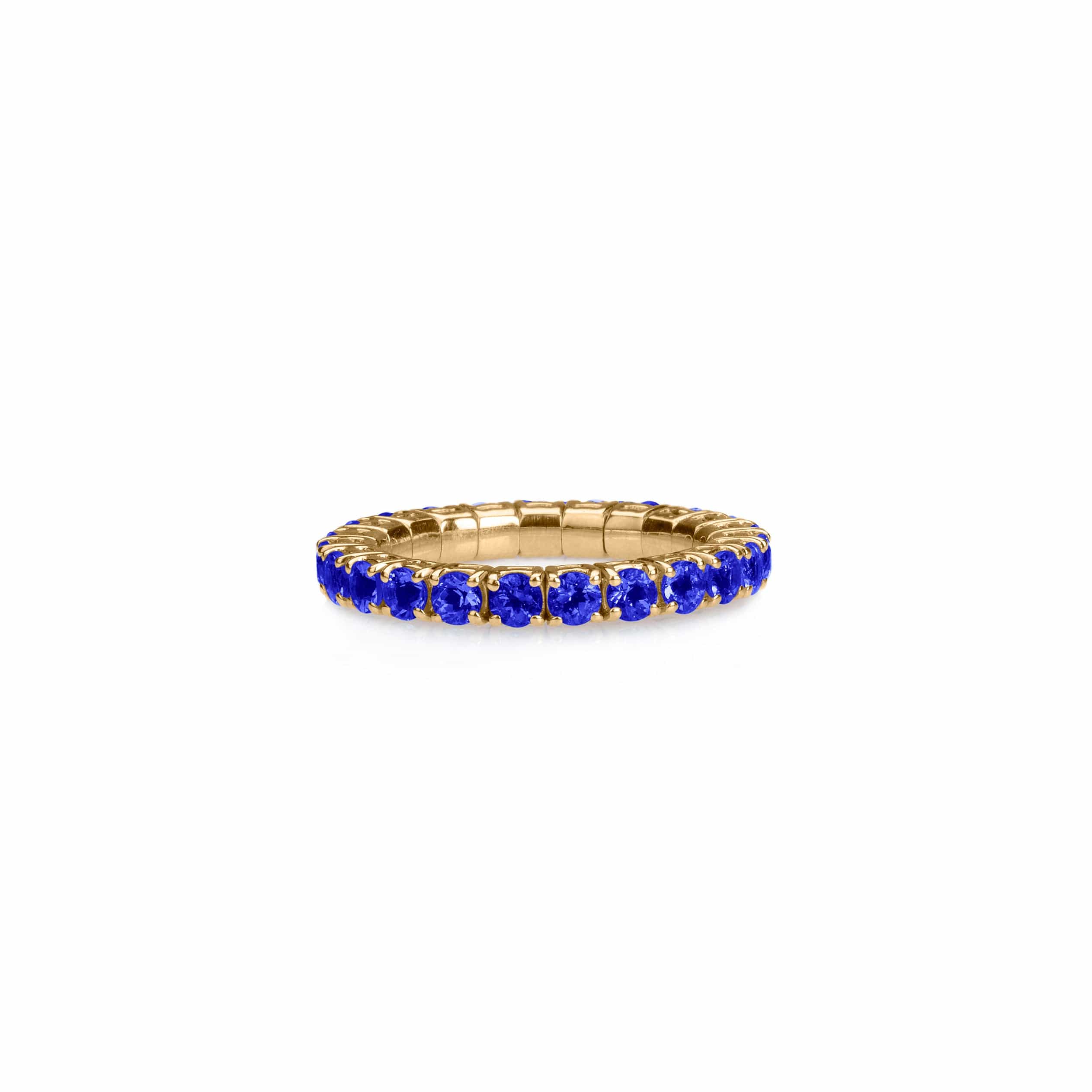 Rings XS: size 4-7 / Yellow Gold / .6-.76 Carats Blue Sapphires TW Stretch & Stack Blue Sapphire Eternity Rings, .6-3.0 Carats