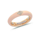 Rose / Blush Pink / Small (4.5-6) 18K Gold Enamel and Diamond Shape Pave Diamond Stretch Ring, 4.4 mm