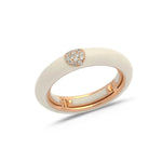 Rose / Ivory / Small (4.5-6) 18K Gold Enamel and Circle Diamond Stretch Ring, 4.4 mm