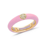Rose / Pink / Small (4.5-6) 18K Gold Enamel and Circle Diamond Stretch Ring, 4.4 mm