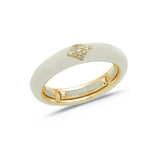 Yellow / Ivory / Small (4.5-6) 18K Gold Enamel and Diamond Shape Pave Diamond Stretch Ring, 4.4 mm
