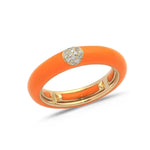 Yellow / Orange / Small (4.5-6) 18K Gold Enamel and Circle Diamond Stretch Ring, 4.4 mm