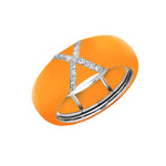Yellow / Orange / Small (4.5-6) 18K Gold Enamel X Pave Diamond Stretch Ring, 8.26 mm