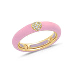 Yellow / Pink / Small (4.5-6) 18K Gold Enamel and Circle Diamond Stretch Ring, 4.4 mm
