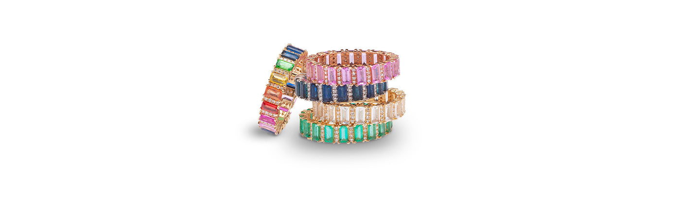 Colored Gem Eternity Bands