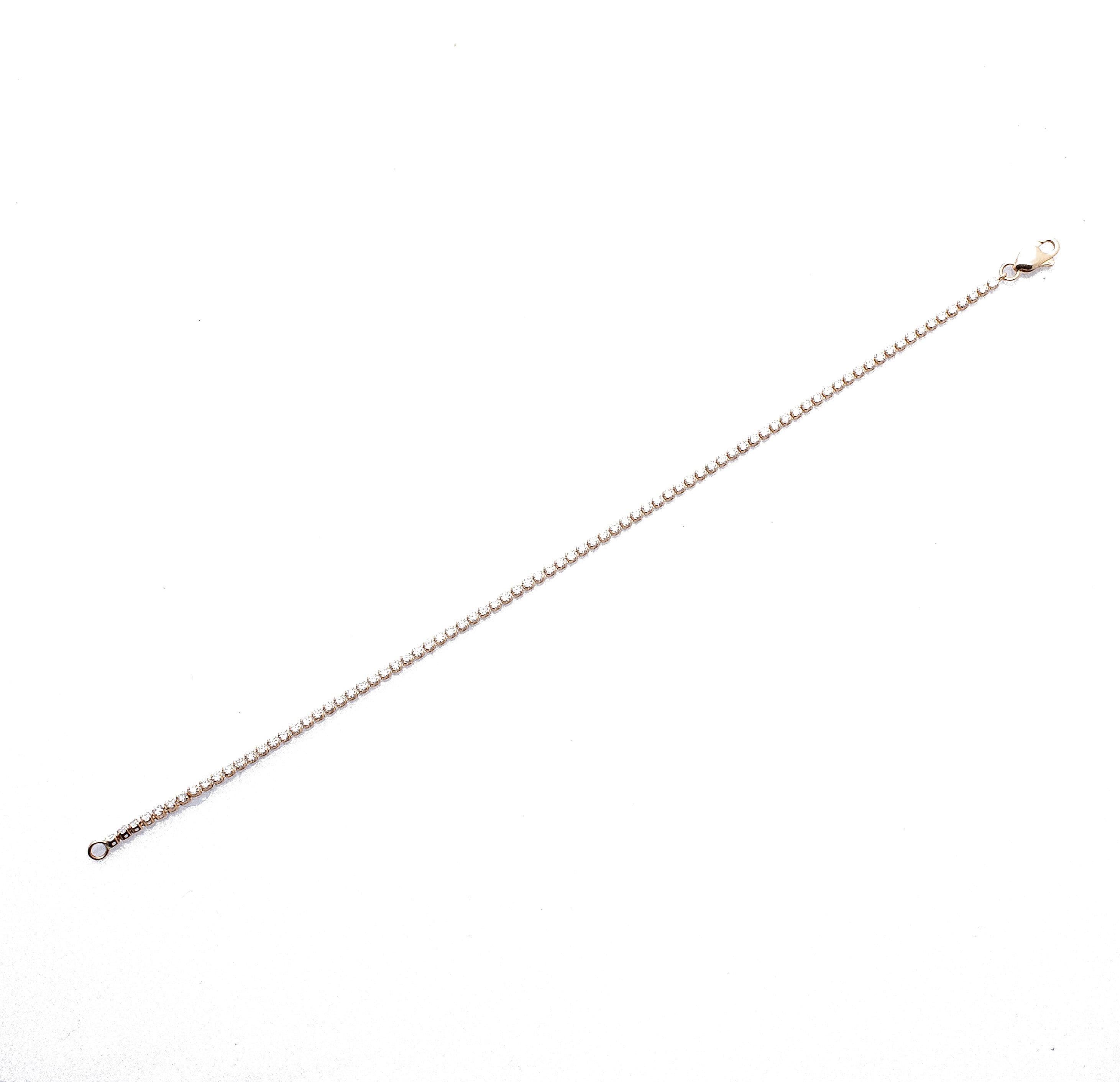 Anklets 7" Small 14K Gold Diamond Tennis Anklet Invisible Setting