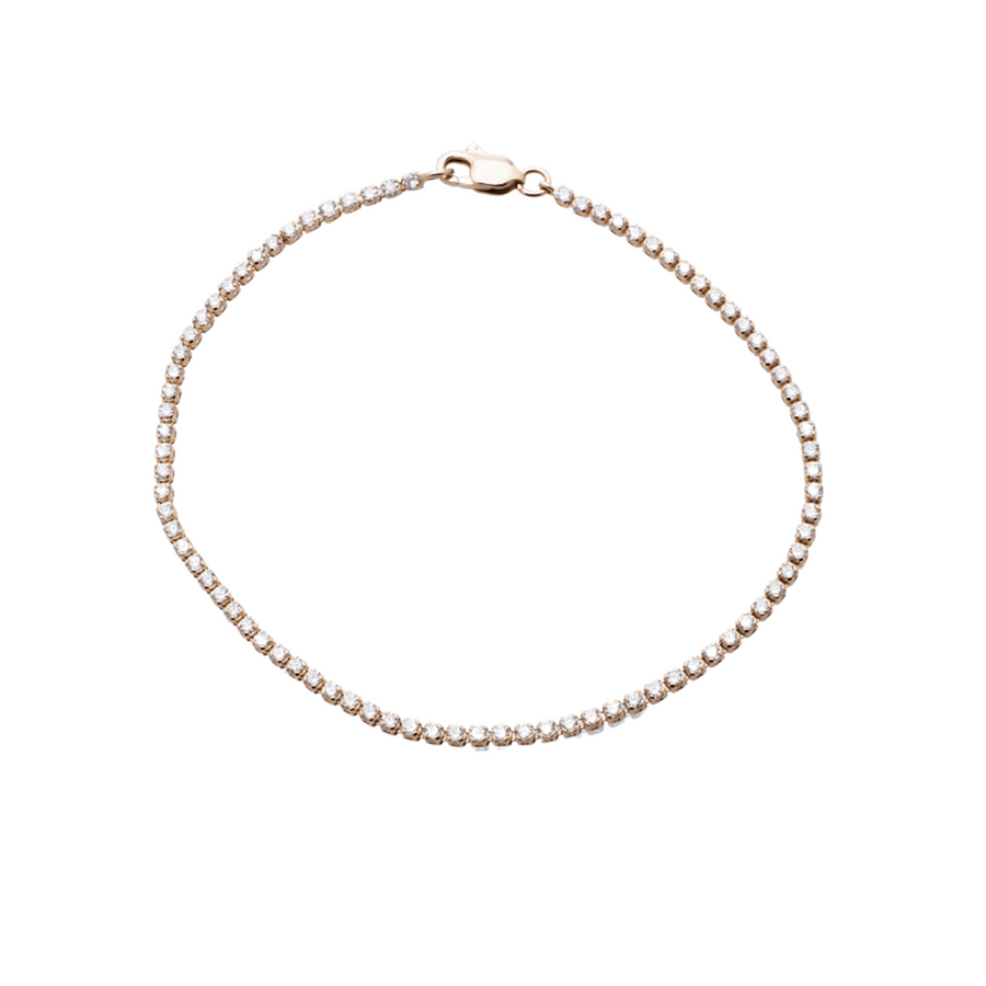 Anklets 7" Small 14K Gold Diamond Tennis Anklet Invisible Setting
