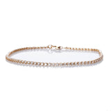 Anklets 7" Small 14K Gold Diamond Tennis Anklet Invisible Setting