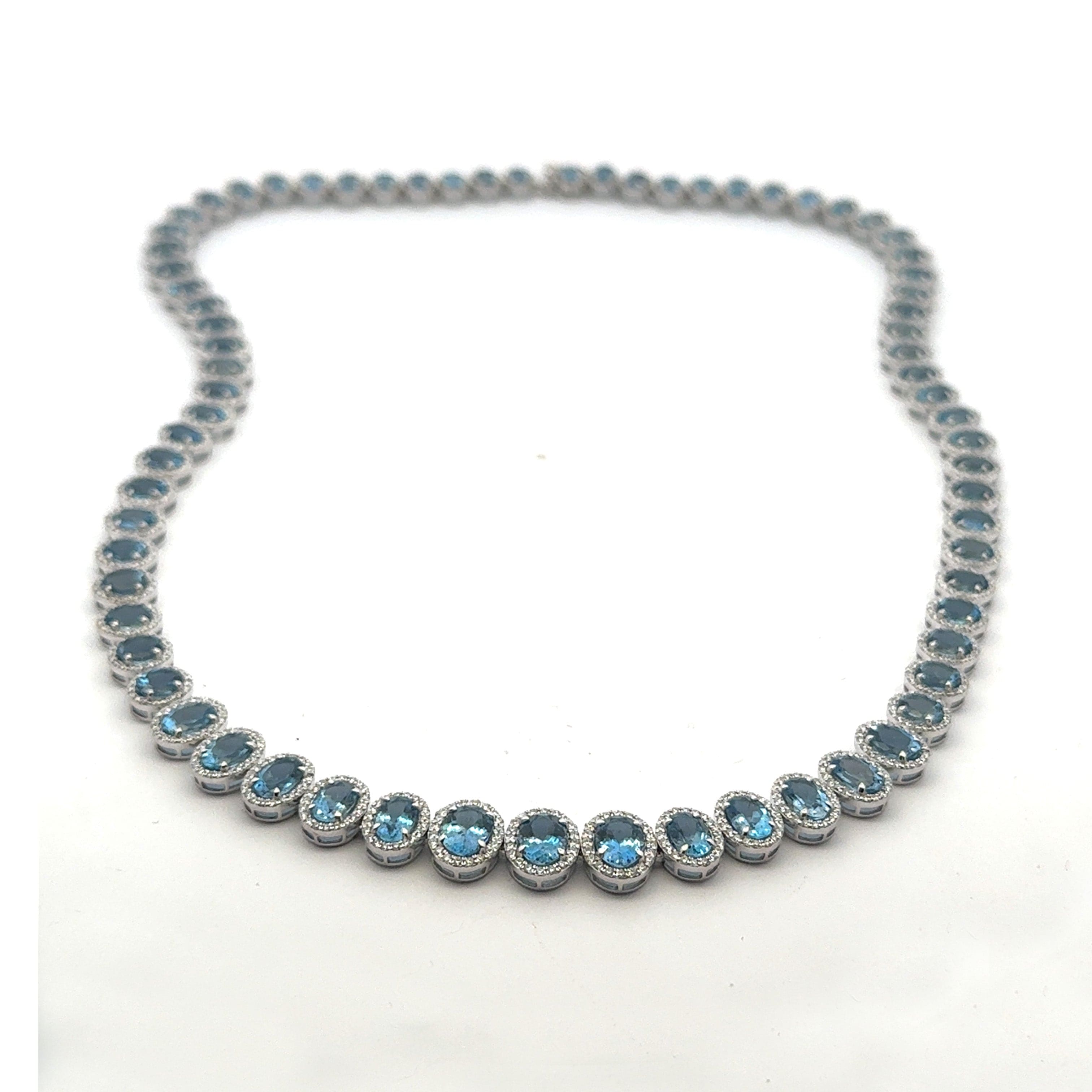 Bracelet 18K Gold Aquamarine and Diamond Necklace