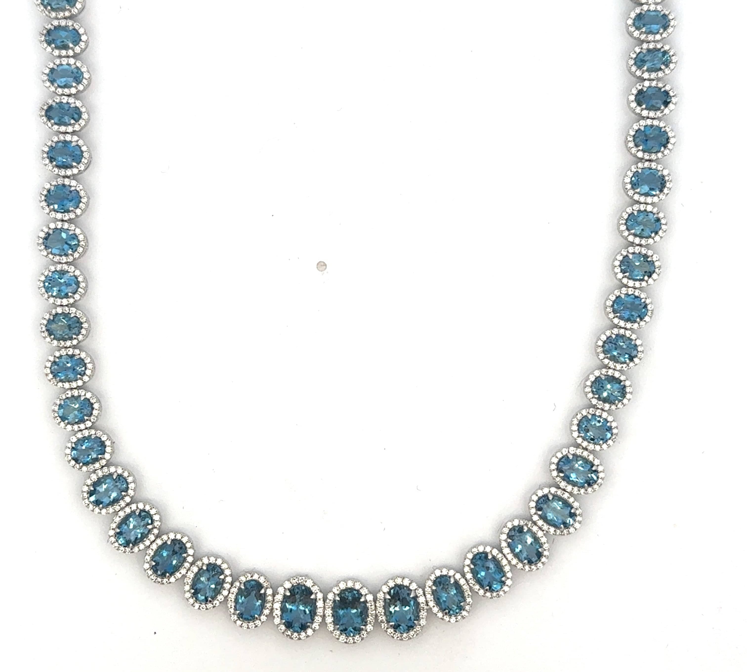 Bracelet 18K Gold Aquamarine and Diamond Necklace