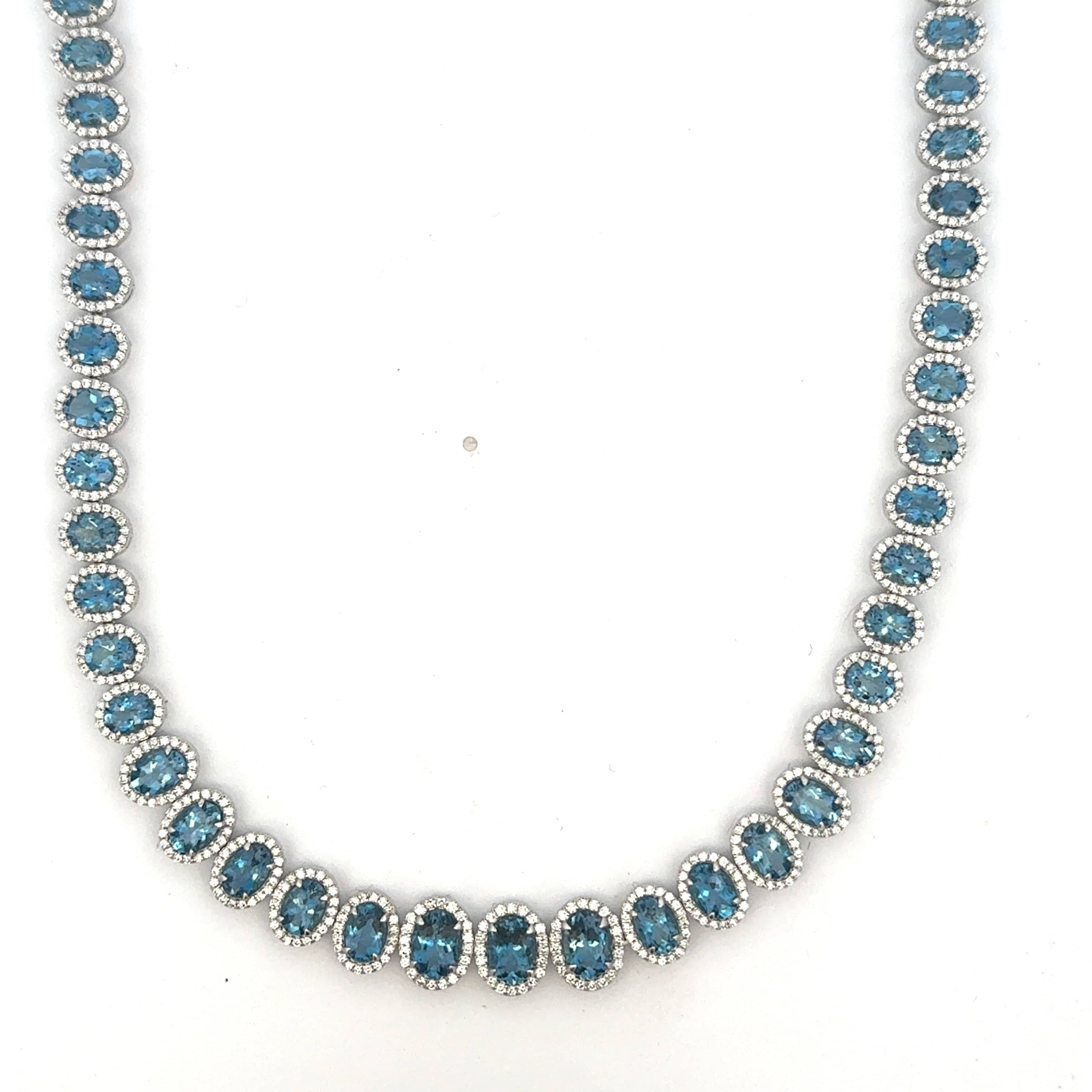 Bracelet 18K Gold Aquamarine and Diamond Necklace
