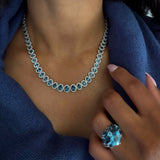 Bracelet 18K Gold Aquamarine and Diamond Necklace