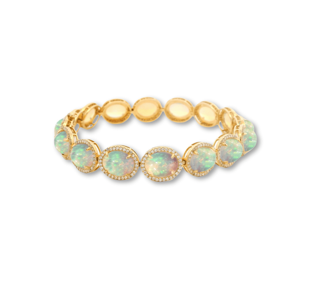 Bracelet 18K Gold Opal and Diamond Bracelet