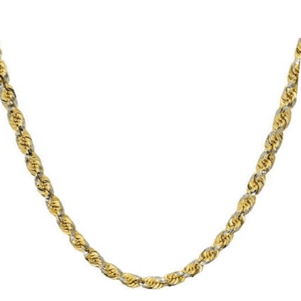 Bracelet 6.5" 14K Gold Large Rope Two Tone Diamond Cut Chain Bracelet 3mm