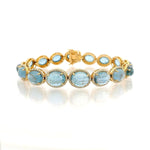 Bracelet 6" / Yellow Gold 18K Gold Aquamarine and Diamond Bracelet