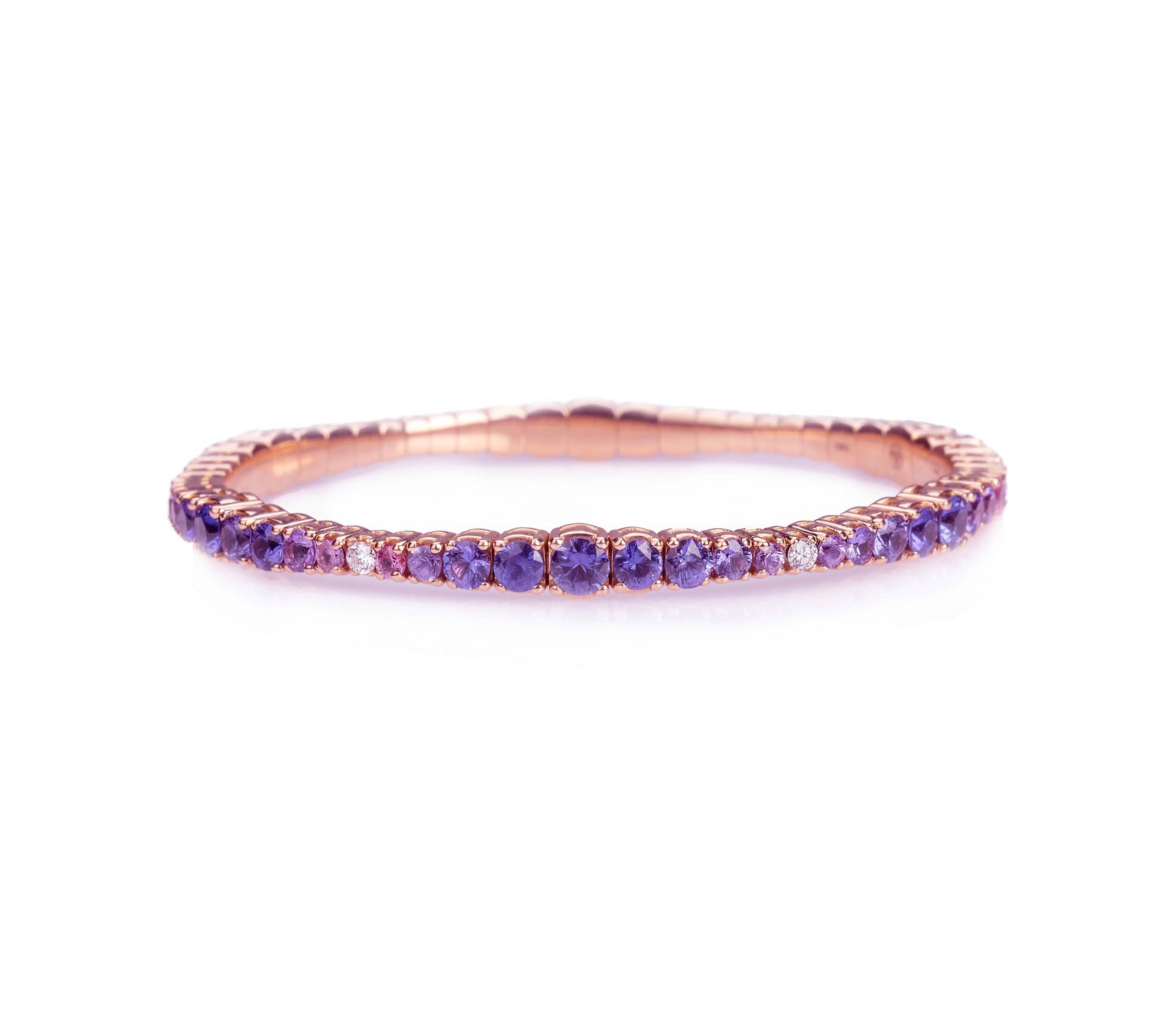 bracelet Stretch & Stack Diamond, Purple and Lavender Sapphire Ombre Tennis Bracelet