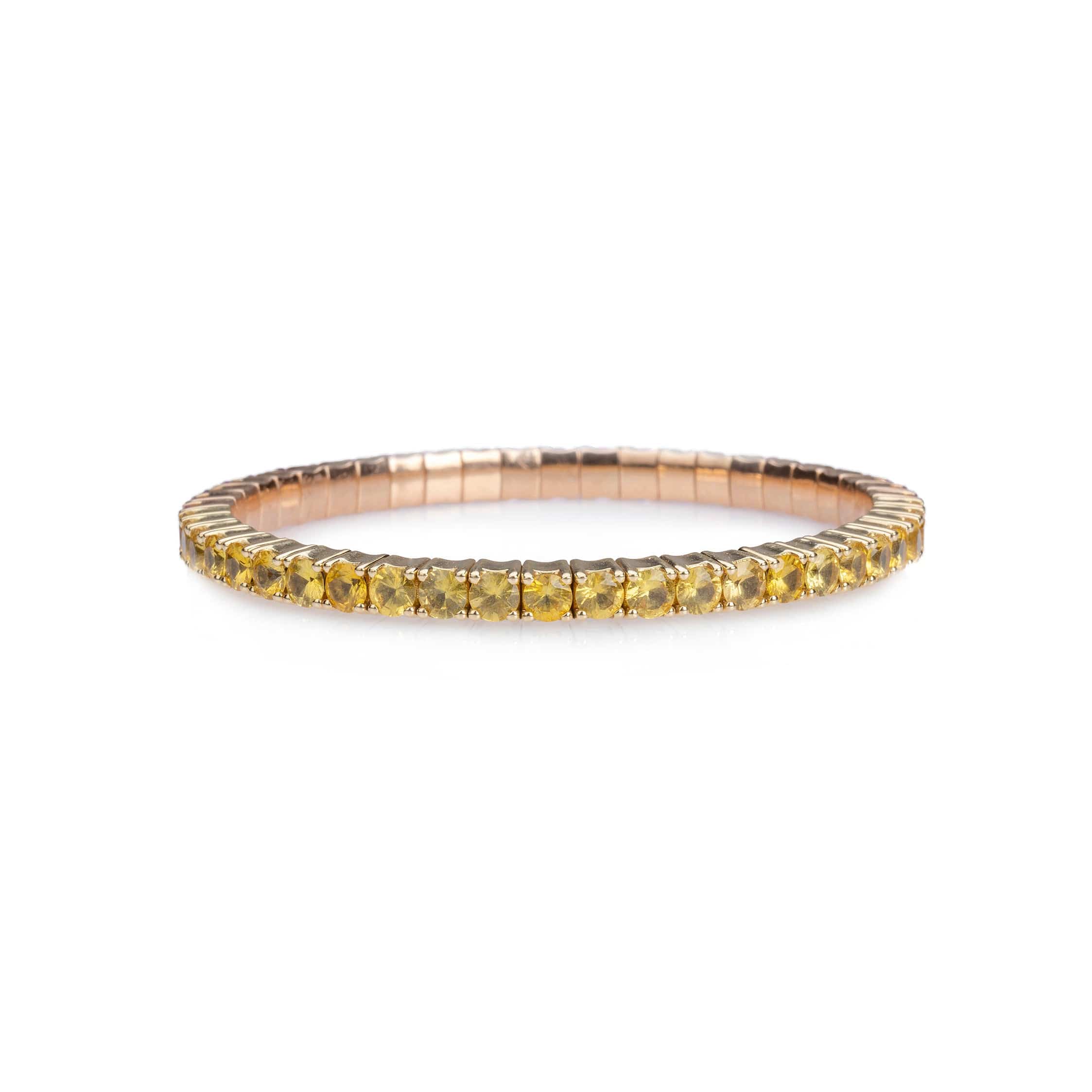 Bracelet XS:  45mm / Rose Gold / 8.55-10.83 Carats Orange Sapphires TW 18K Stretch & Stack Yellow Sapphire Tennis Bracelet, 8.55-18 Carats