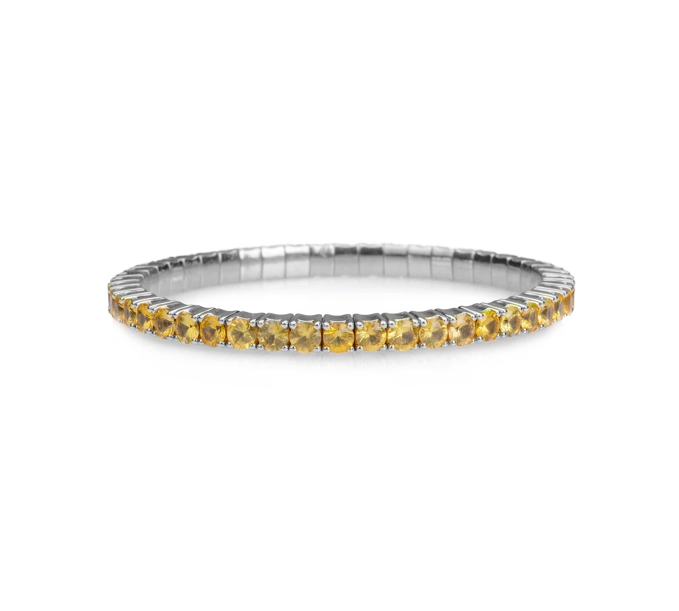 Bracelet XS:  45mm / White Gold / 8.55-10.83 Carats Orange Sapphires TW 18K Stretch & Stack Yellow Sapphire Tennis Bracelet, 8.55-18 Carats