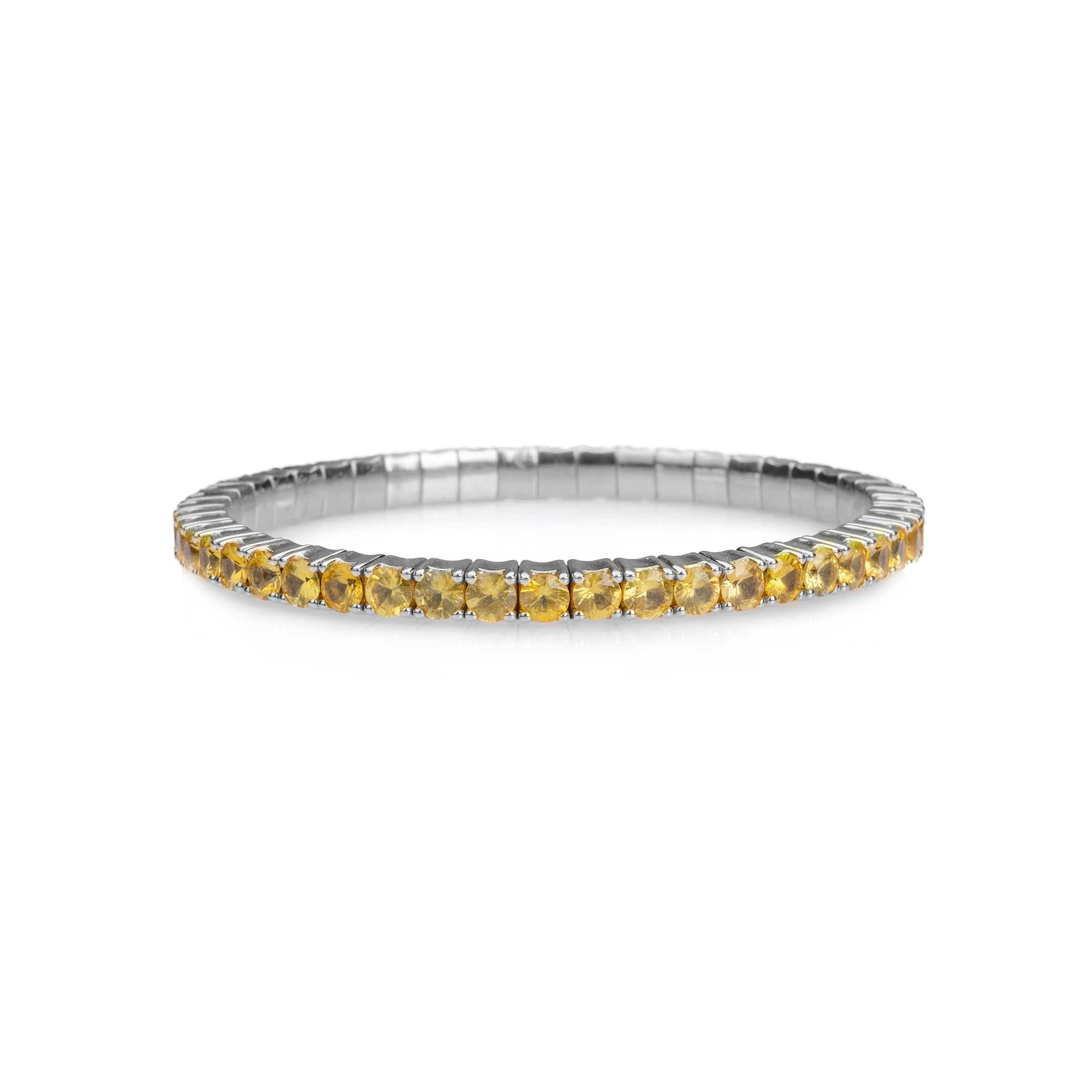Bracelet XS:  45mm / White Gold / 8.55-10.83 Carats Orange Sapphires TW 18K Stretch & Stack Yellow Sapphire Tennis Bracelet, 8.55-18 Carats