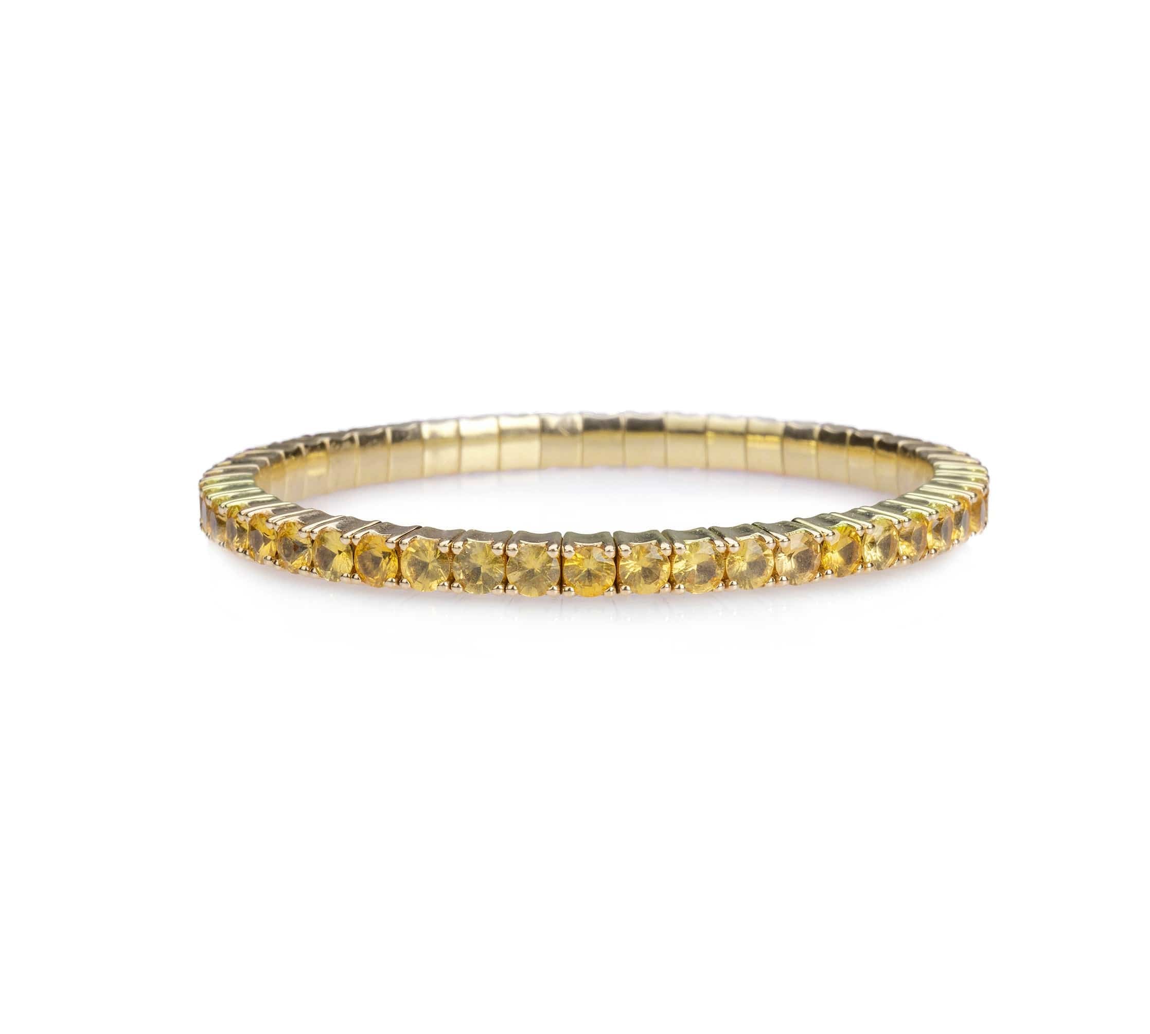 Bracelet XS:  45mm / Yellow Gold / 8.55-10.83 Carats Orange Sapphires TW 18K Stretch & Stack Yellow Sapphire Tennis Bracelet, 8.55-18 Carats