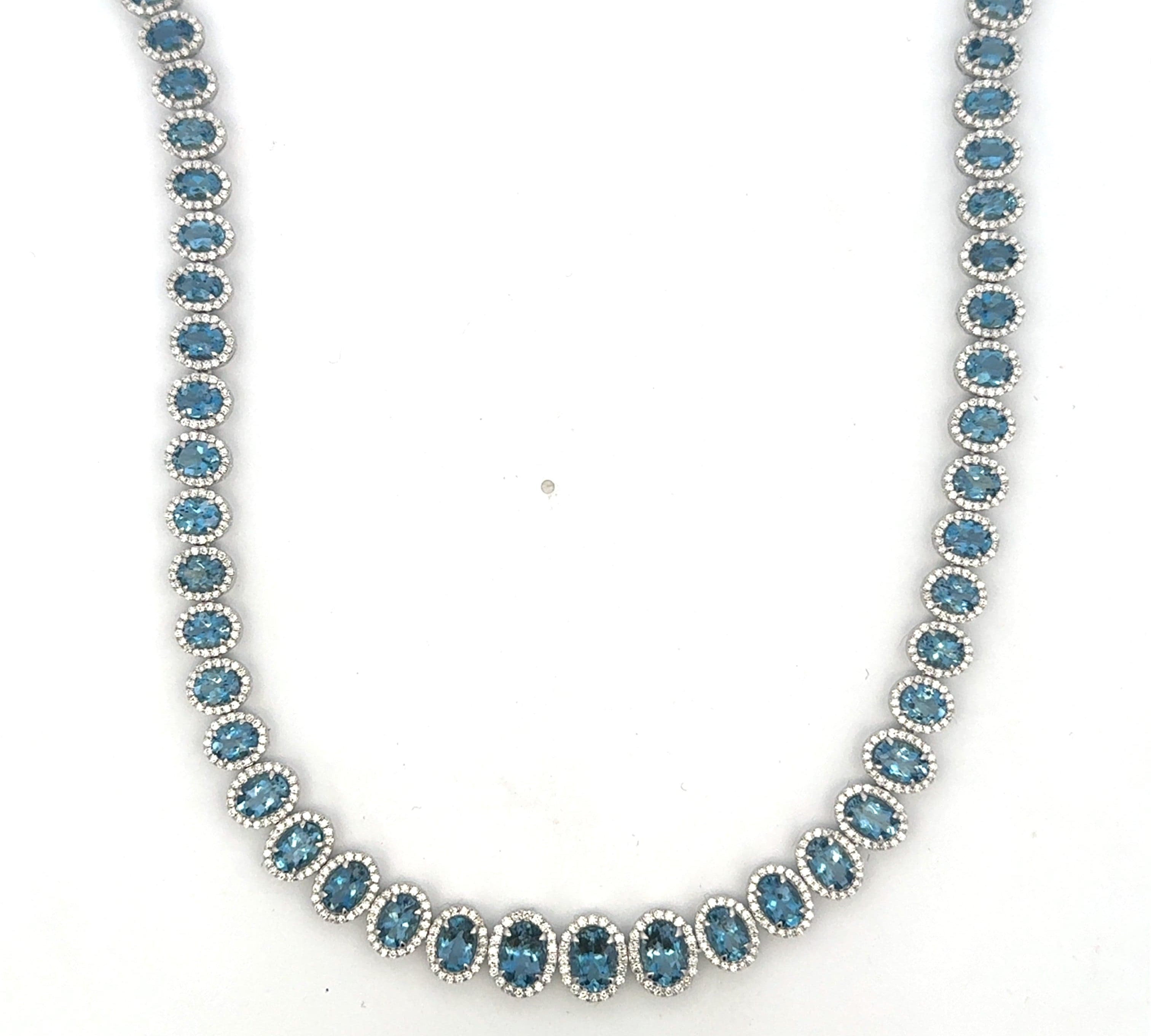 Bracelet Yellow Gold 18K Gold Aquamarine and Diamond Necklace