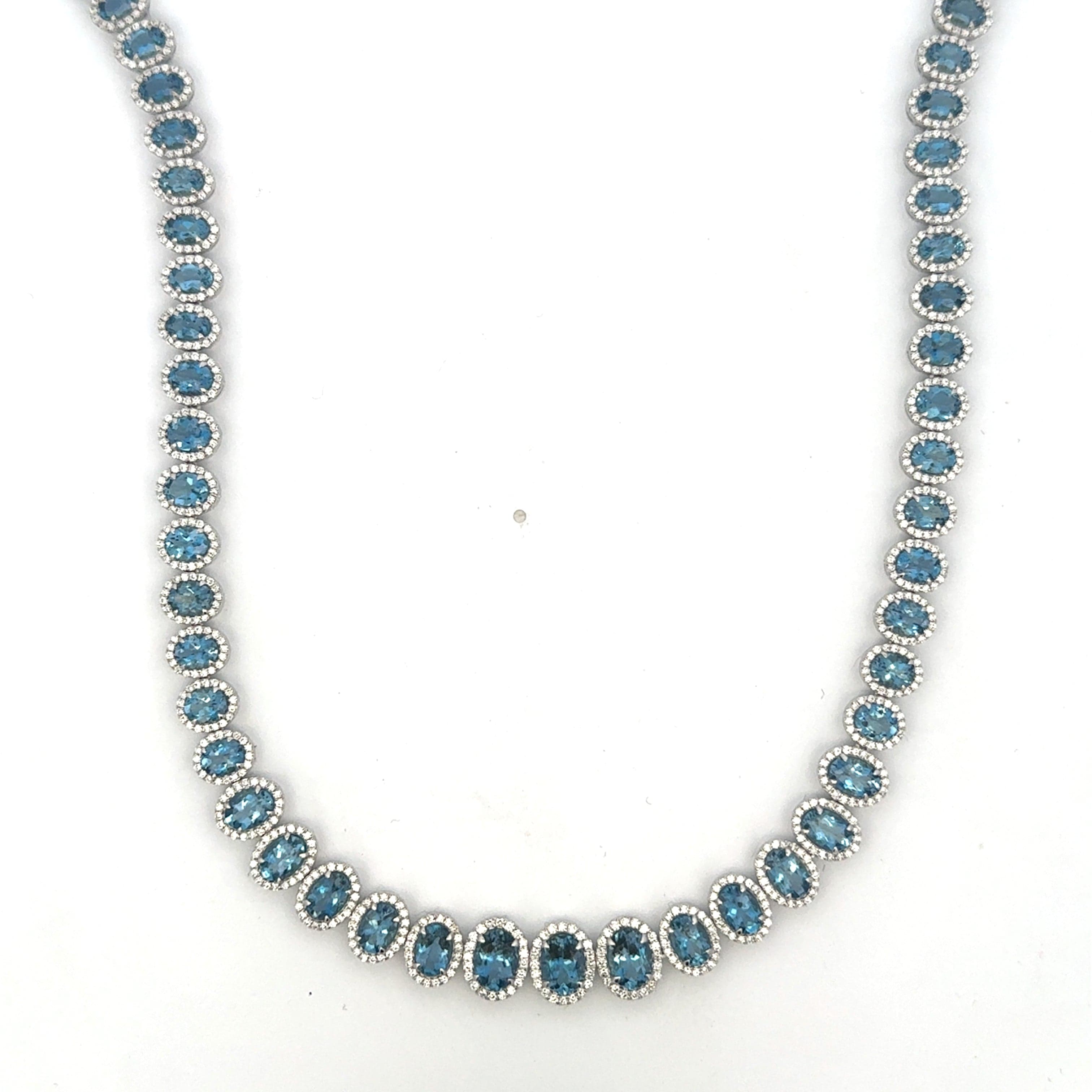 Bracelet Yellow Gold 18K Gold Aquamarine and Diamond Necklace