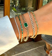 Bracelets 14K & 18K Gold Emerald Baguette Tennis Bracelet, East West