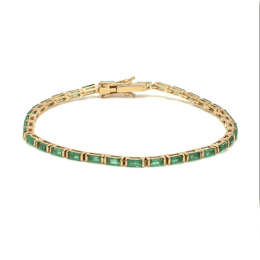 Bracelets 14K & 18K Gold Emerald Baguette Tennis Bracelet, East West