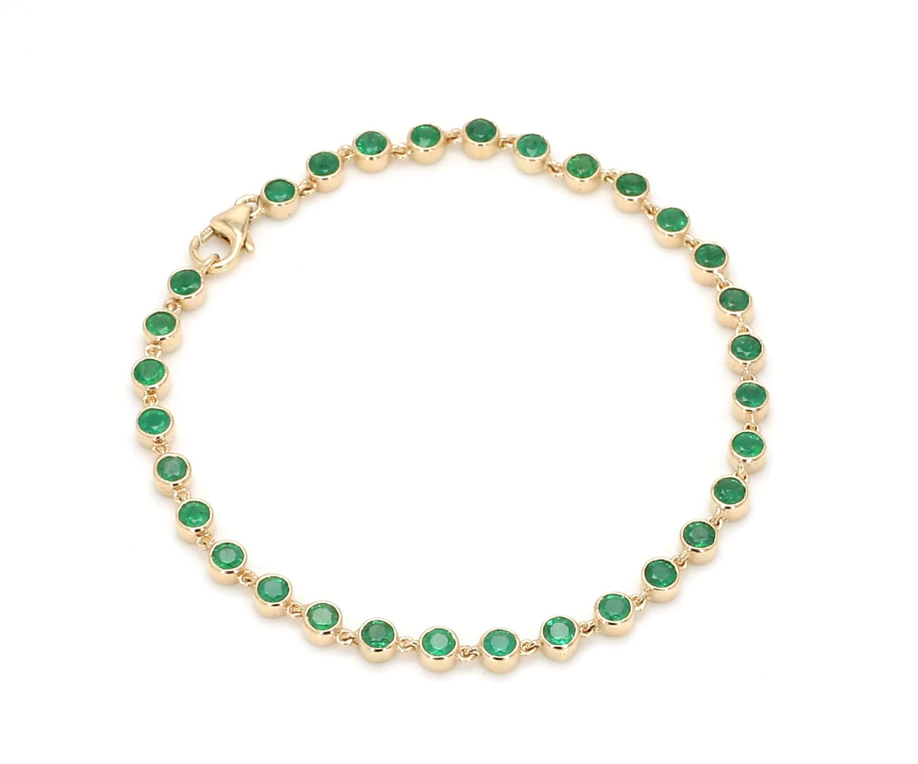 Bracelets 14K & 18K Gold Emerald Bezel Link Bracelet