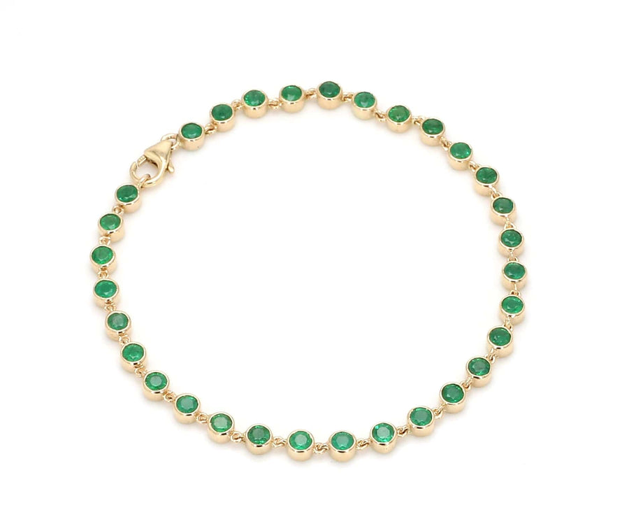 Bracelets 14K & 18K Gold Emerald Bezel Link Bracelet