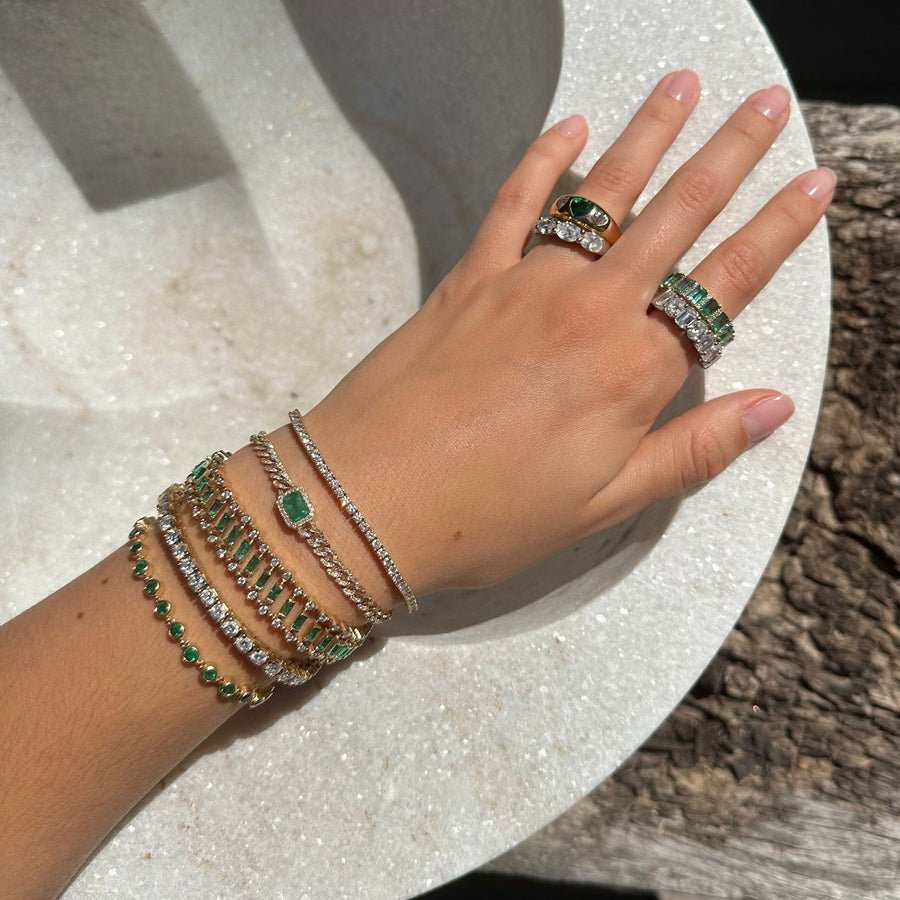 Bracelets 14K & 18K Gold Emerald Dot-Dash Bracelet