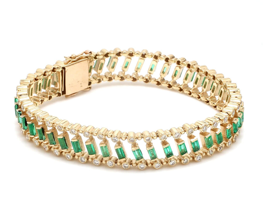 Bracelets 14K & 18K Gold Emerald Dot-Dash Bracelet