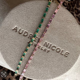 Bracelets 14K & 18K Gold Pink Sapphire Baguette Tennis Anklet, East West