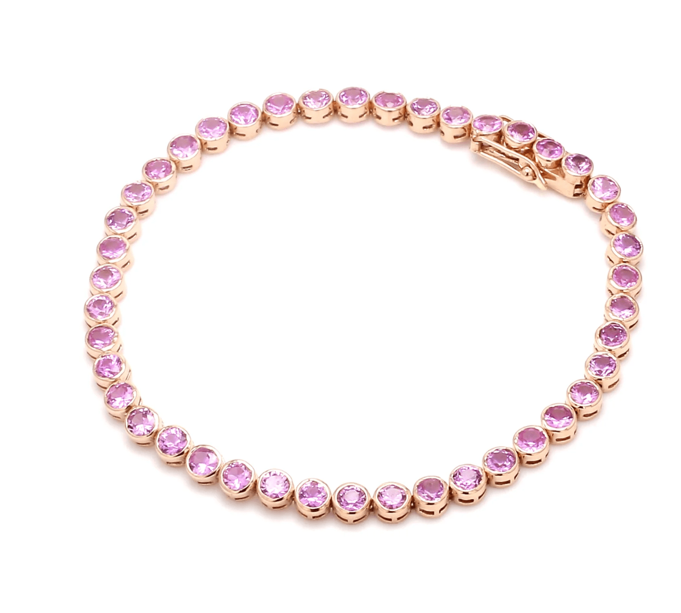 Bracelets 14K & 18K Gold Pink Sapphire Bezel Tennis Bracelet, Large