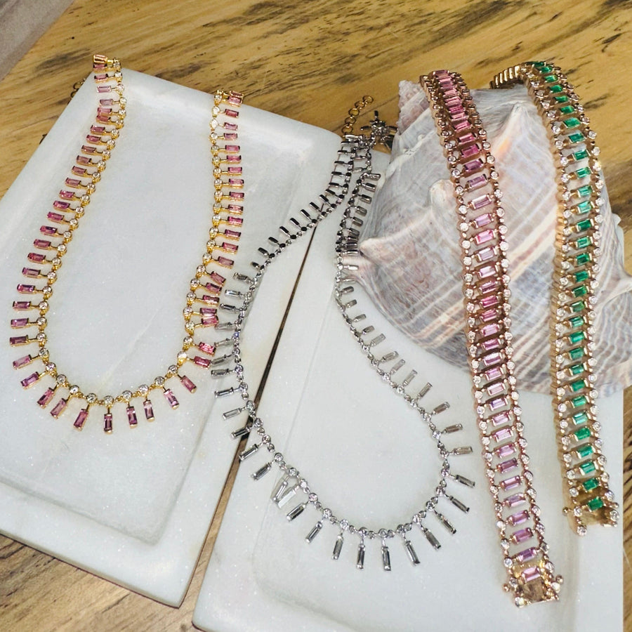 Bracelets 14K & 18K Gold Pink Sapphire Dot-Dash Bracelet