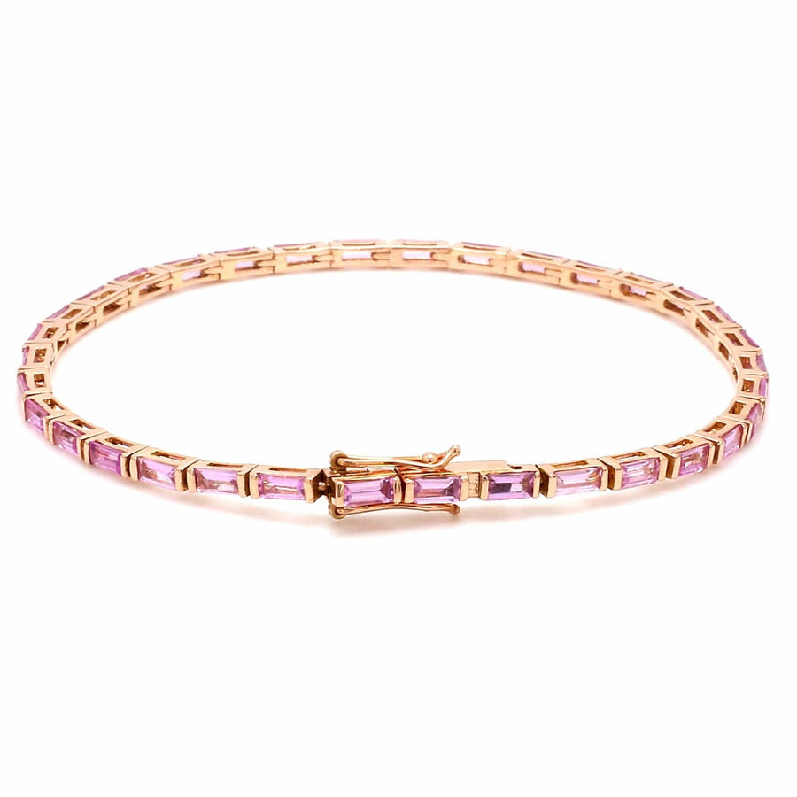 Bracelets 14K & 18K Gold Pink Sapphire Tennis Bracelet, East West
